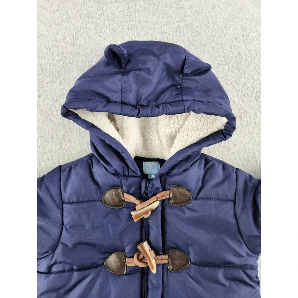Children's Place‎ Baby Snowsuit One Piece Fleece Lined Hooded Zip Mittens 6-9 M